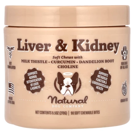 Natural Dog Company, Liver & Kidney, для собак, для всех возрастов, 90 жевательных таблеток, 270 г (9,5 унции)