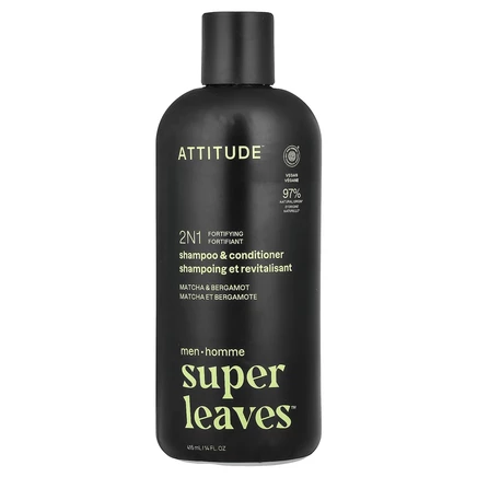 ATTITUDE, Super Leaves™, 2N1 укрепляющий шампунь и кондиционер для мужчин, матча и бергамот, 415 мл (14 жидк. унций)