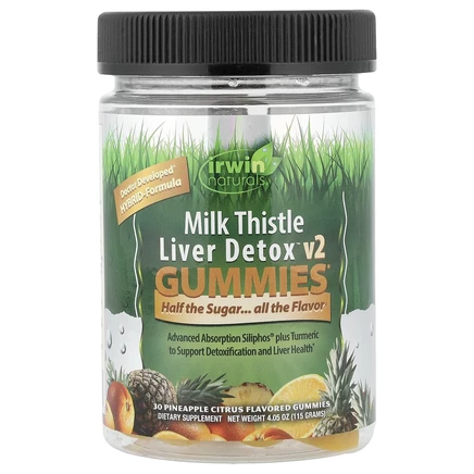 Irwin Naturals, расторопша Liver Detox™ v2, жевательные таблетки, со вкусом ананаса и цитрусов, 30 жевательных таблеток