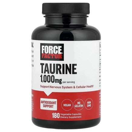 Force Factor, L-таурин, 500 мг, 180 растительных капсул