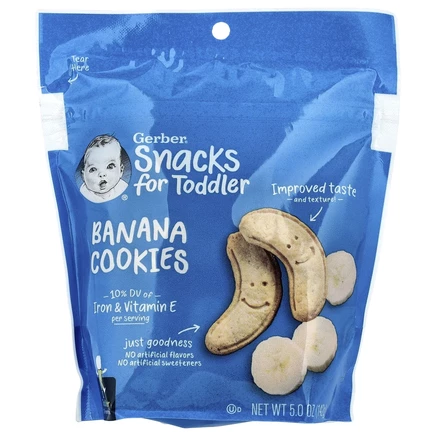 Gerber, Snacks for Toddler, банановое печенье, от 12 месяцев, 142 г (5 унций)