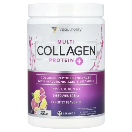 Vitauthority, Multi Collagen Protein +, розовый лимонад, 276 г (9,7 унции)