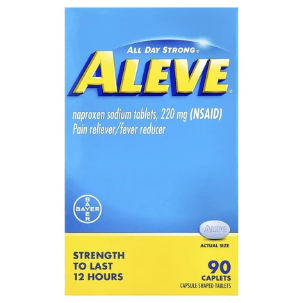 Aleve, обезболивающее и жаростойкое средство, 90 капсул