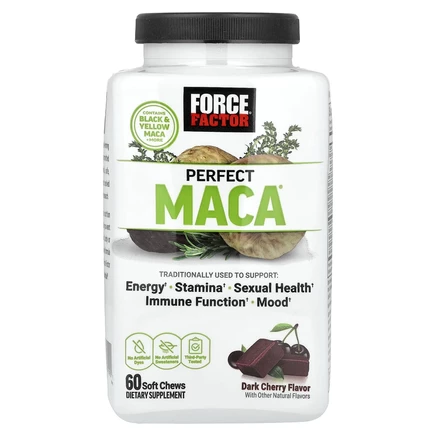 Force Factor, Perfect Maca, темная вишня, 60 жевательных таблеток Superfood