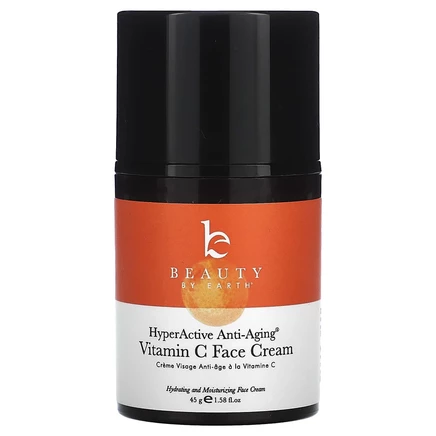 Beauty By Earth, HyperActive Anti-Aging, крем для лица с витамином C, 45 г (1,58 жидк. унции)