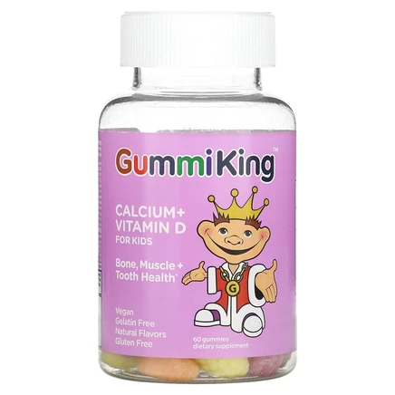GummiKing, кальций и витамин D для детей, 60 жевательных мармеладок