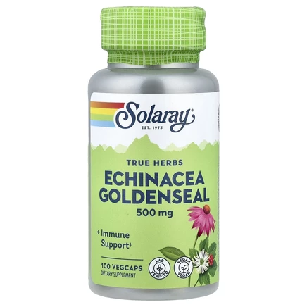 Solaray, True Herbs, эхинацея желтокорень, 500 мг, 100 растительных капсул