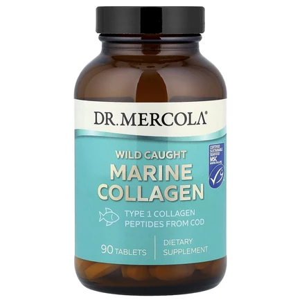 Dr. Mercola, Морской коллаген дикого улова, 1,5 г, 90 таблеток (0,5 г в 1 таблетке)