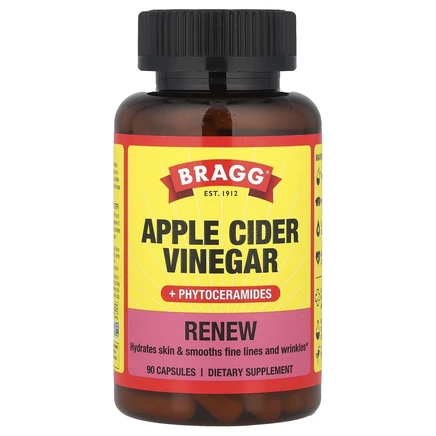 Bragg, Inner Glow, яблочный уксус, фитокерамиды, 90 капсул