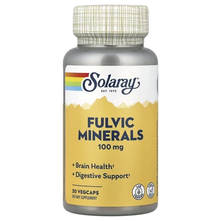 Solaray, Fulvic Minerals, 100 мг, 30 растительных капсул