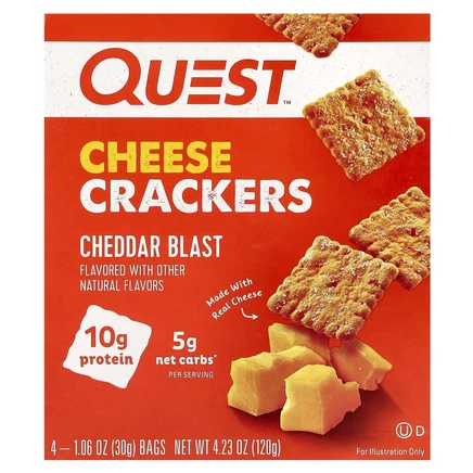 Quest Nutrition, Сырные крекеры, чеддер, 4 пакетика по 30 г (1,06 унции)