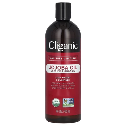 Cliganic, на 100% чистое и натуральное сертифицированное органическое масло жожоба, 473 мл (16 жидк. унций)