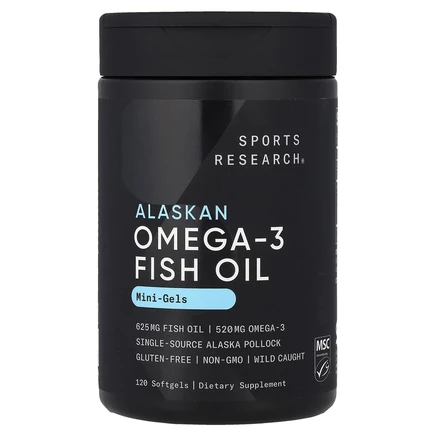 Sports Research, рыбий жир с омега-3, мини-капсулы, 120 мягких таблеток