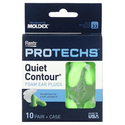 Flents, Protechs, беруши из поролона, 10 пар в футляре