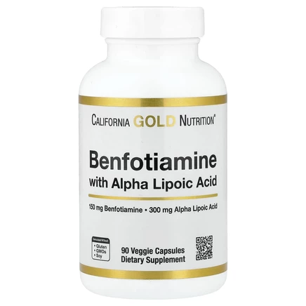 California Gold Nutrition, бенфотиамин с альфа-липоевой кислотой, 90 вегетарианских капсул
