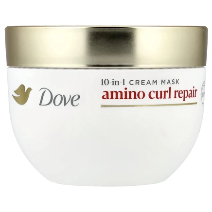 Dove, Amino Curl Repair, крем-маска для локонов 10 в 1, 260 г (9,2 унции)