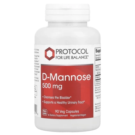 Protocol for Life Balance, D-манноза, 500 мг, 90 растительных капсул (125 мг в 1 капсуле)