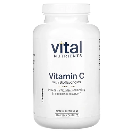 Vital Nutrients, витамин C с биофлавоноидами, 220 веганских капсул