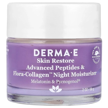 DERMA E, Ночное увлажняющее средство с пептидами и коллагеном с улучшенными свойствами, 56 г (2 унции)