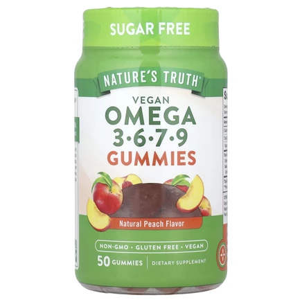 Nature's Truth, омега-3-6-7-9 из растительных жевательных таблеток, со вкусом персика, 50 веганских жевательных таблеток
