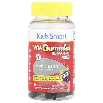 Bioglan, Kids Smart® VITA Gummies®, железо и витамин C, для детей от 3 лет, ежевичный лимонад, 30 жевательных таблеток
