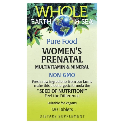 Natural Factors, Whole Earth & Sea®, пренатальные мультивитамины и минералы для женщин, 120 таблеток