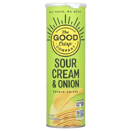 The Good Crisp Company, Картофельные чипсы, сметана и лук, 160 г (5,6 унции)