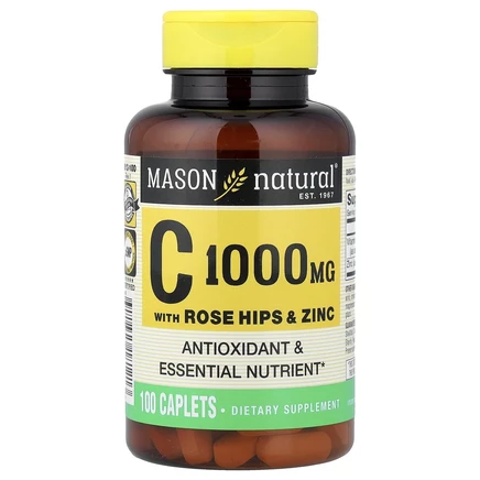 Mason Natural, Витамин C с шиповником и цинком, 1000 мг, 100 капсул