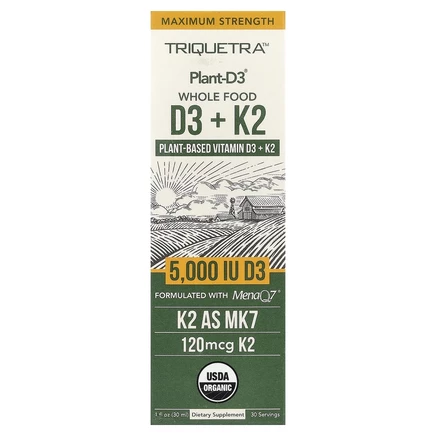 Triquetra Health, Plant-D3®, цельнопищевые витамины D3+ и K2, максимальная сила действия, 30 мл (1 жидк. унция)
