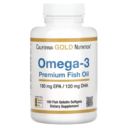 California Gold Nutrition, омега-3, рыбий жир премиального качества, 100 капсул из рыбьего желатина