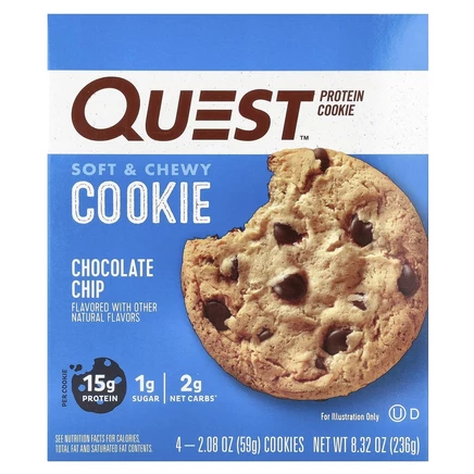 Quest Nutrition, Протеиновое печенье, шоколадная крошка, 4 пакетика, 59 г (2,08 унции)
