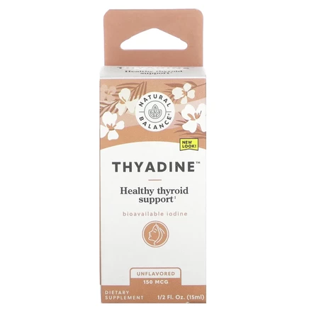 Natural Balance, Thyadine, поддержка здоровья щитовидной железы, без добавок, 150 мкг, 15 мл (0,5 жидк. Унции)
