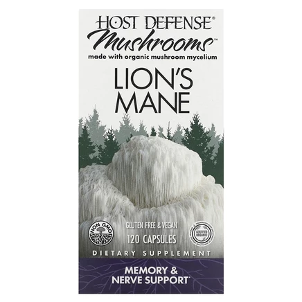 Host Defense, ежовик гребенчатый, поддержка памяти и нервной системы, 120 вегетарианских капсул