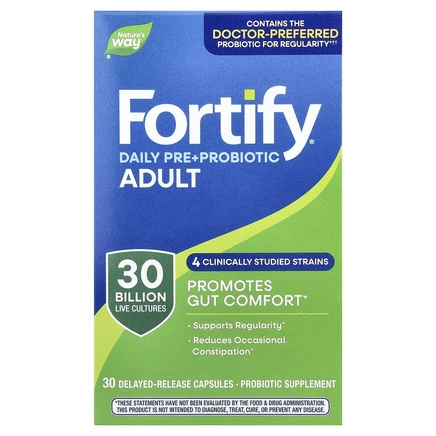 Nature's Way, Fortify, ежедневный пробиотик, для взрослых, 30 млрд КОЕ, 30 капсул с отсроченным высвобождением