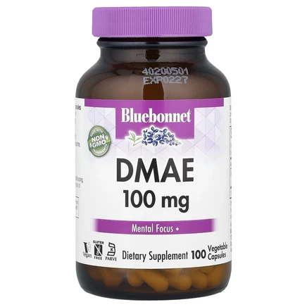 Bluebonnet Nutrition, ДМАЭ (диметиламиноэтанол), 100 мг, 100 растительных капсул