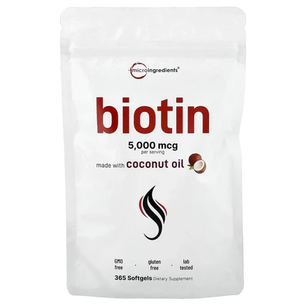Micro Ingredients, Биотин, 5000 мкг, 365 капсул