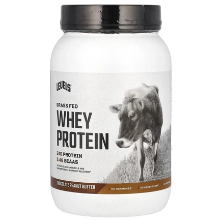 Levels, Порошок сывороточного протеина Grass Fed, шоколад и арахисовая паста, 907 г (2 фунта)