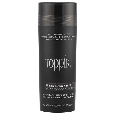 Toppik, Hair Building Fibers, загуститель для волос, оттенок темно-коричневый, 27,5 г (0,97 унции)