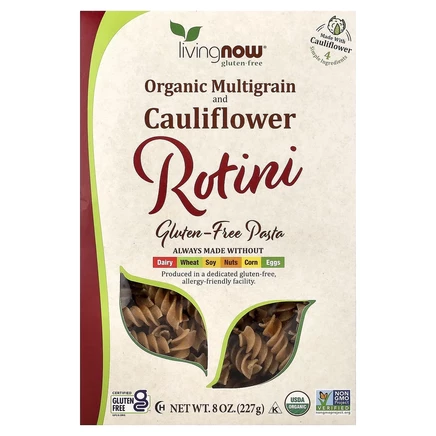NOW Foods, Органический ротини из нескольких злаков и цветной капусты, без глютена, 227 г (8 унций)