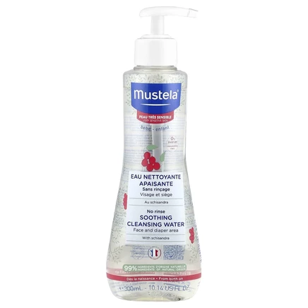 Mustela, Успокаивающая очищающая вода без смывания с лимонником, для очень чувствительной кожи, без отдушек, 300 мл (10,14 жидк. Унции)