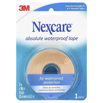 Nexcare, Абсолютная водонепроницаемая лента, средней фиксации, 5 ярдов (180 дюймов)