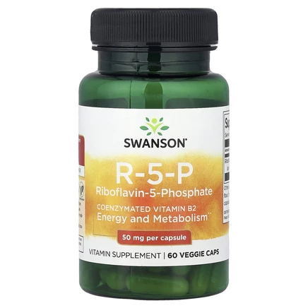 Swanson, R-5-P, рибофлавин-5-фосфат, 50 мг, 60 растительных капсул