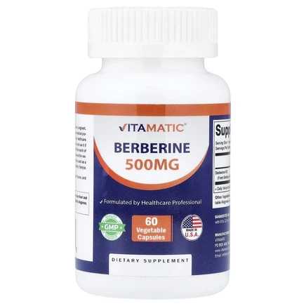 Берберин Vitamatic, 500 мг, 60 растительных капсул