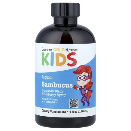 California Gold Nutrition, Sambucus, сироп из бузины для детей, 120 мл (4 жидк. унции)