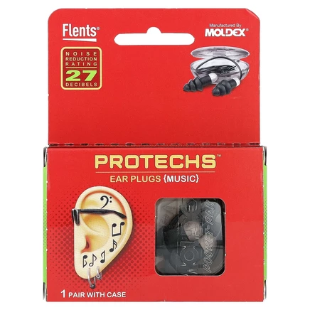 Flents, Protechs, беруши, для нот, 1 пара в футляре