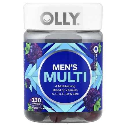 OLLY, мультивитаминные жевательные таблетки для мужчин, со вкусом ежевики, 130 жевательных таблеток