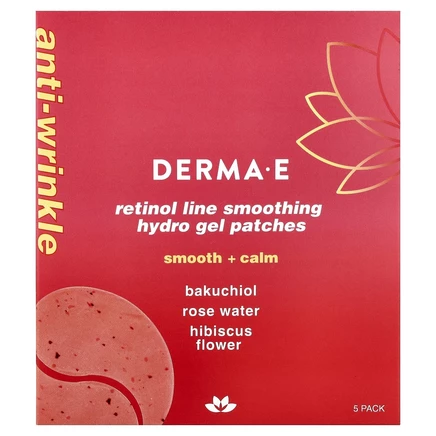 DERMA E, Разглаживающие гидрогелевые патчи с ретинолом, для всех типов кожи, 5 шт.