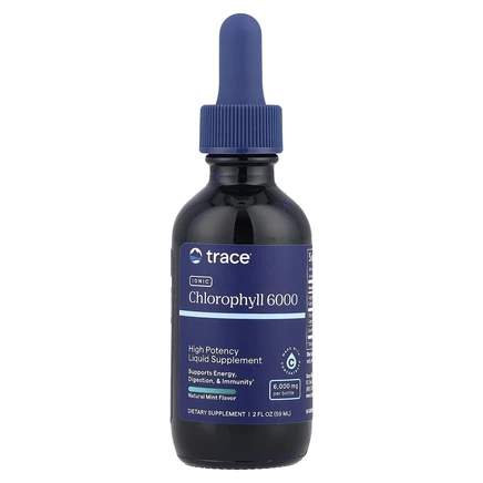 Trace Minerals ®, Концентрированный ионный хлорофилл, натуральная мята, 6000 мг, 59 мл (2 жидк. Унции)