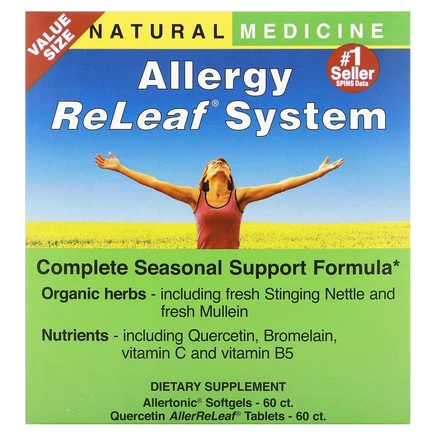 Herbs Etc., Allergy ReLeaf System, средство для облегчения симптомов аллергии, 2 флакона, 60 мягких капсул/60 таблеток