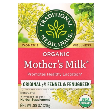 Traditional Medicinals, Mother's Milk, органический фирменный чай с фенхелем и пажитником, без кофеина, 16 чайных пакетиков, 28 г (0,99 унции)